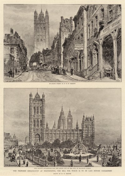 The proposed Embankment at Westminster, the Bill for which is to be laid before Parliament by Henry William Brewer
